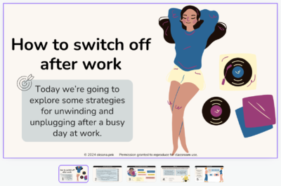 ESL speaking club lesson on switching off after work